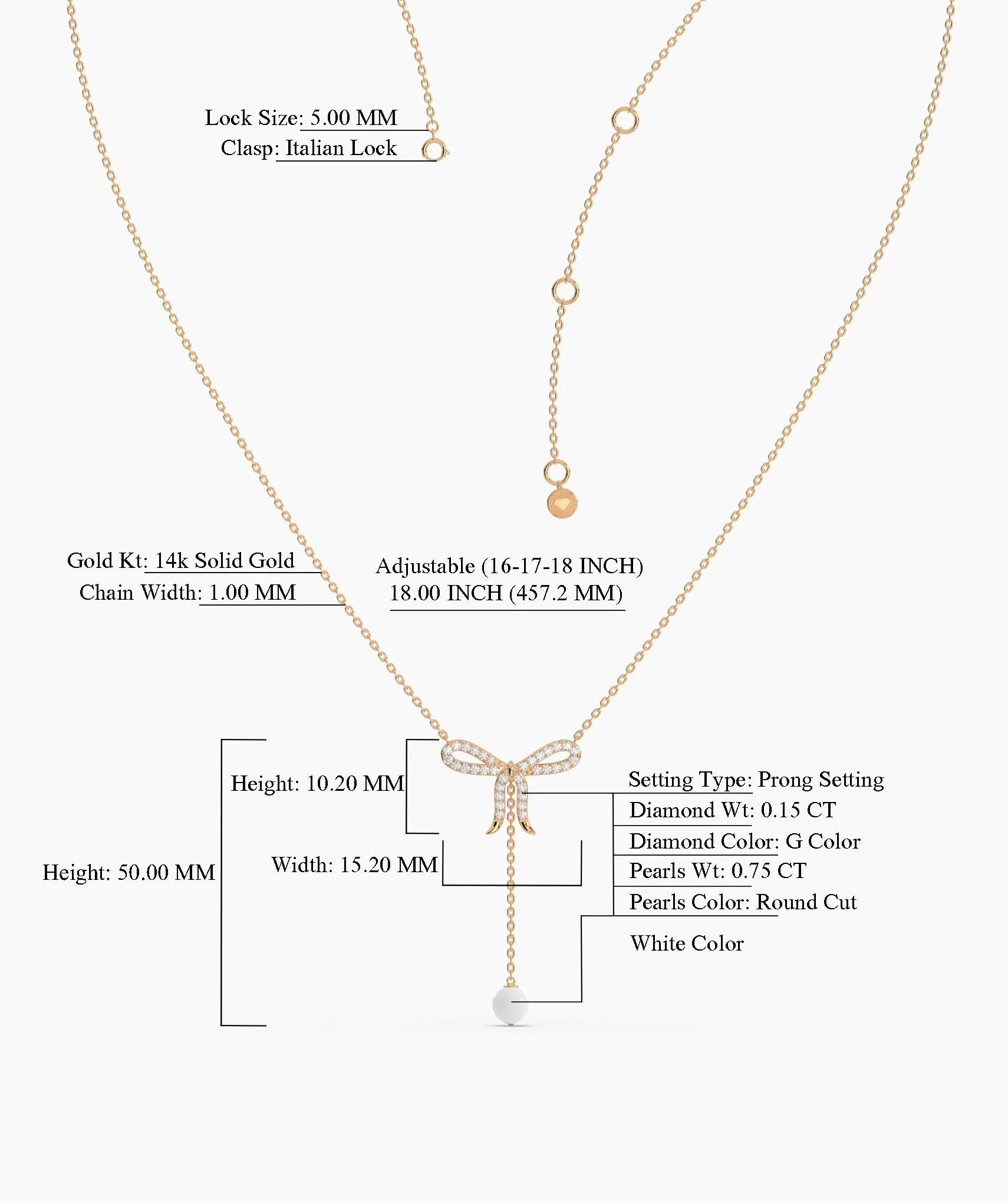 Diamond Bow Necklace with Pearl Drop