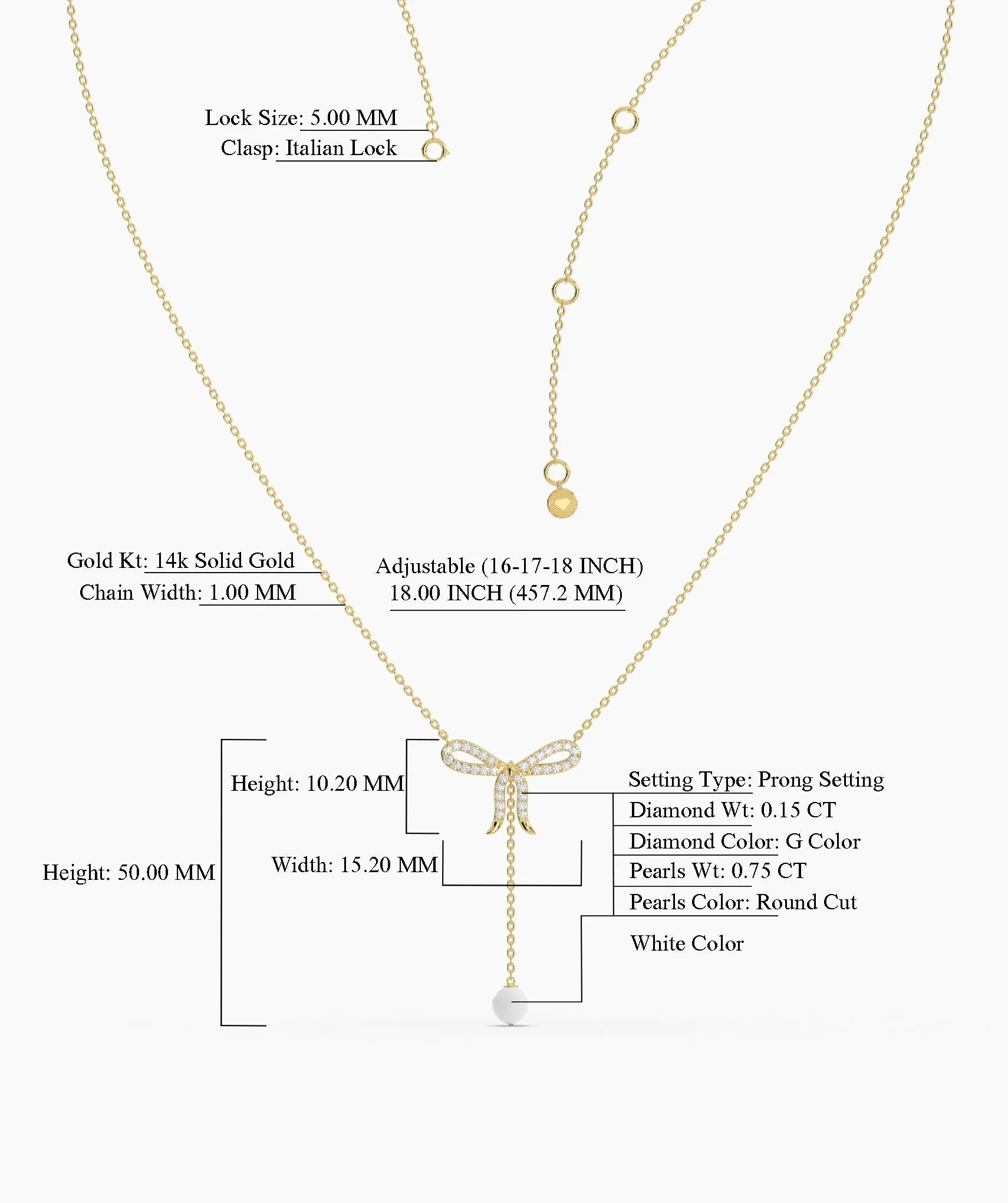 Diamond Bow Necklace with Pearl Drop