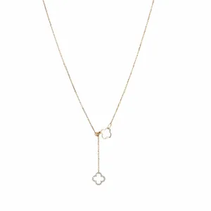 Diamond Clover Lariat Bolo Necklace