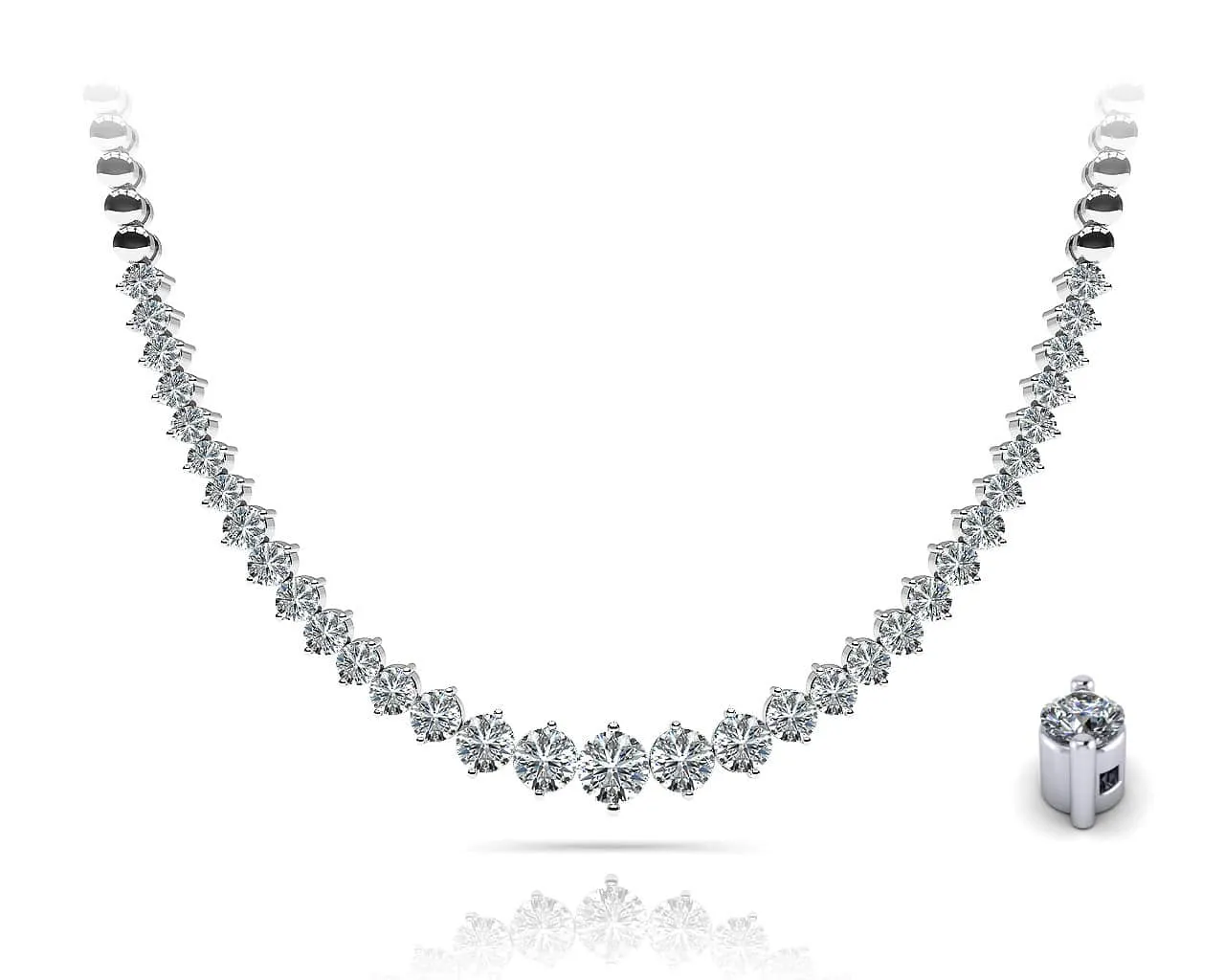 Diamond Crescendo Necklace With Shiny Links Lab-Grown Diamond  with 5.04 ct.(finished)
