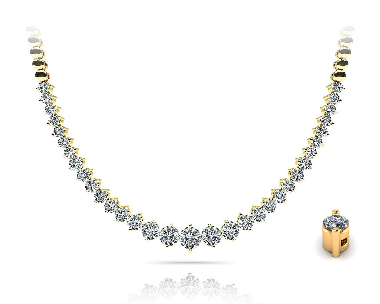 Diamond Crescendo Necklace With Shiny Links Lab-Grown Diamond  with 5.04 ct.(finished)