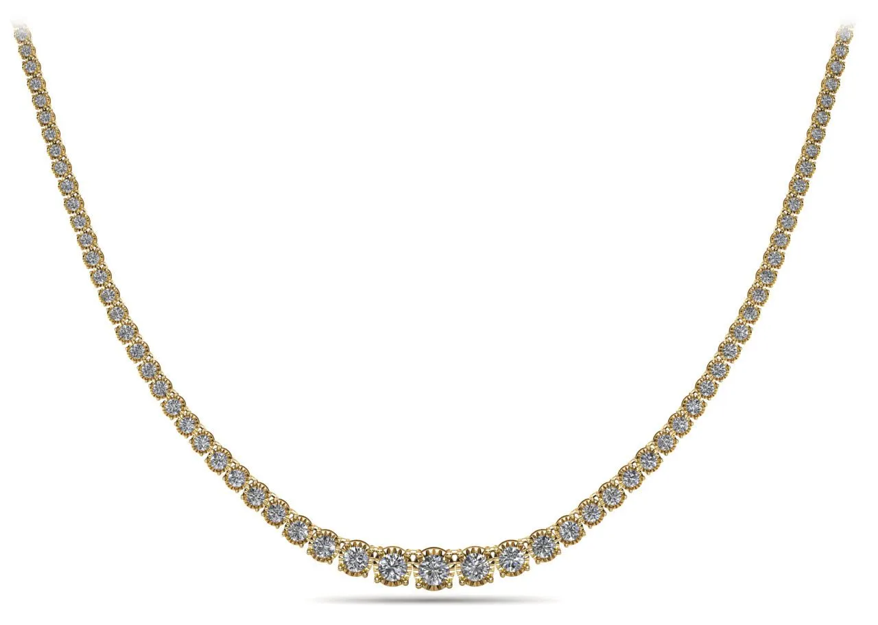 Diamond Crown Tennis Lab-Grown Diamond Necklace with 14.08 ct.(finished)