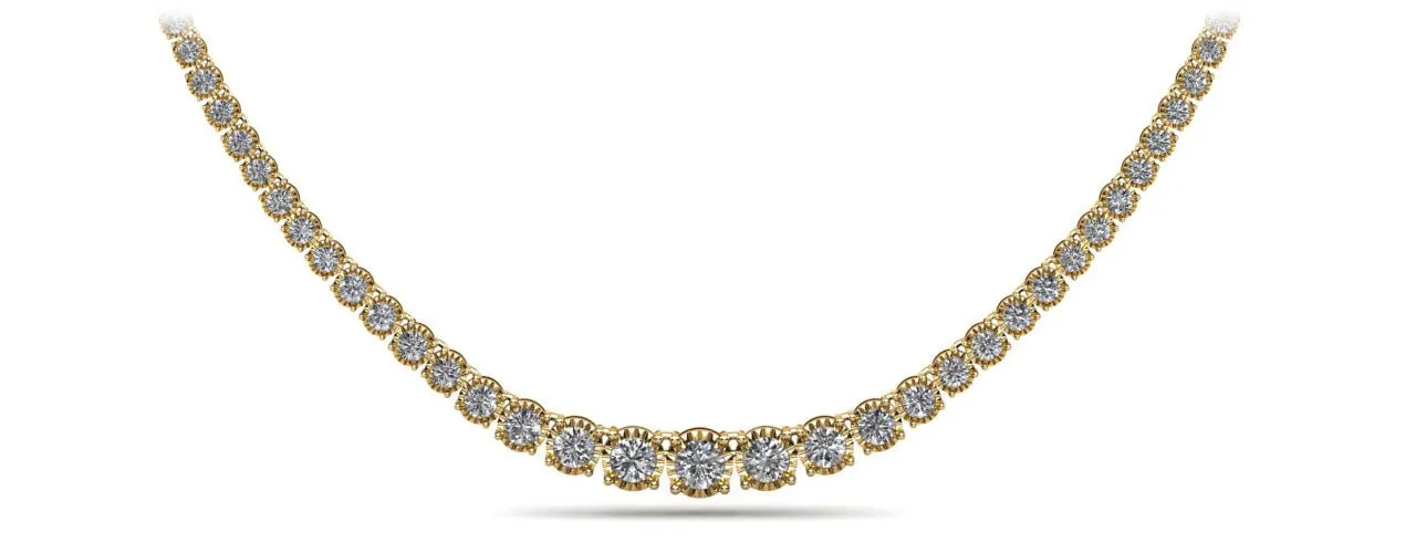 Diamond Crown Tennis Lab-Grown Diamond Necklace with 14.08 ct.(finished)