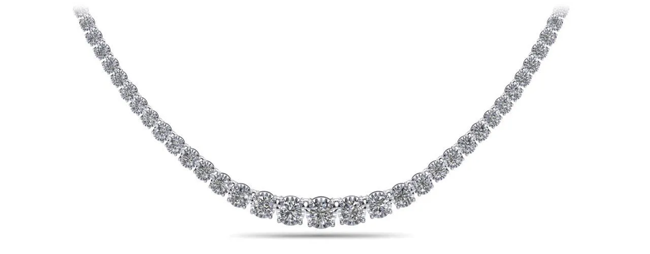 Diamond Crown Tennis Lab-Grown Diamond Necklace with 14.08 ct.(finished)