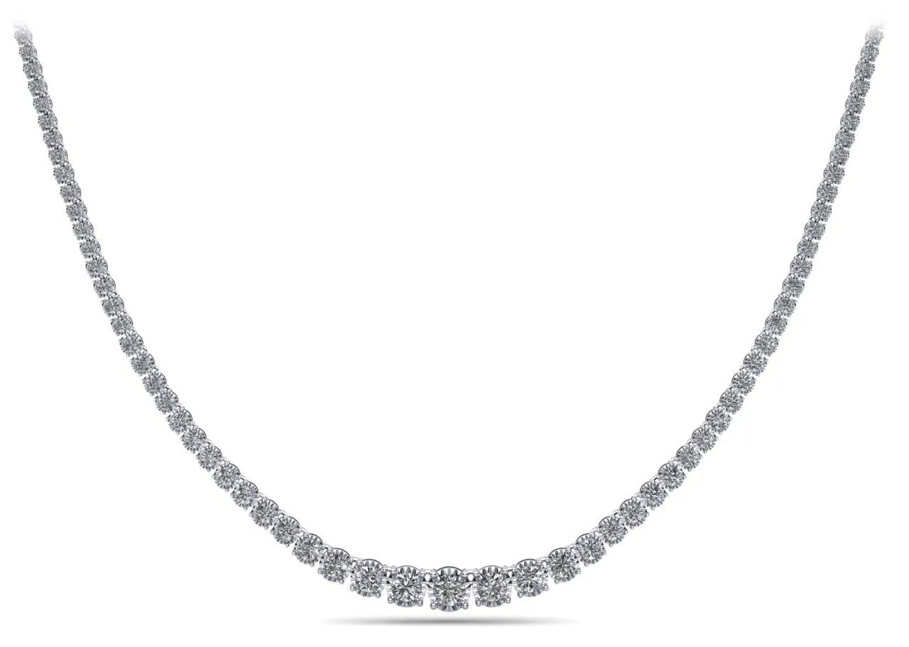 Diamond Crown Tennis Lab-Grown Diamond Necklace with 14.08 ct.(finished)
