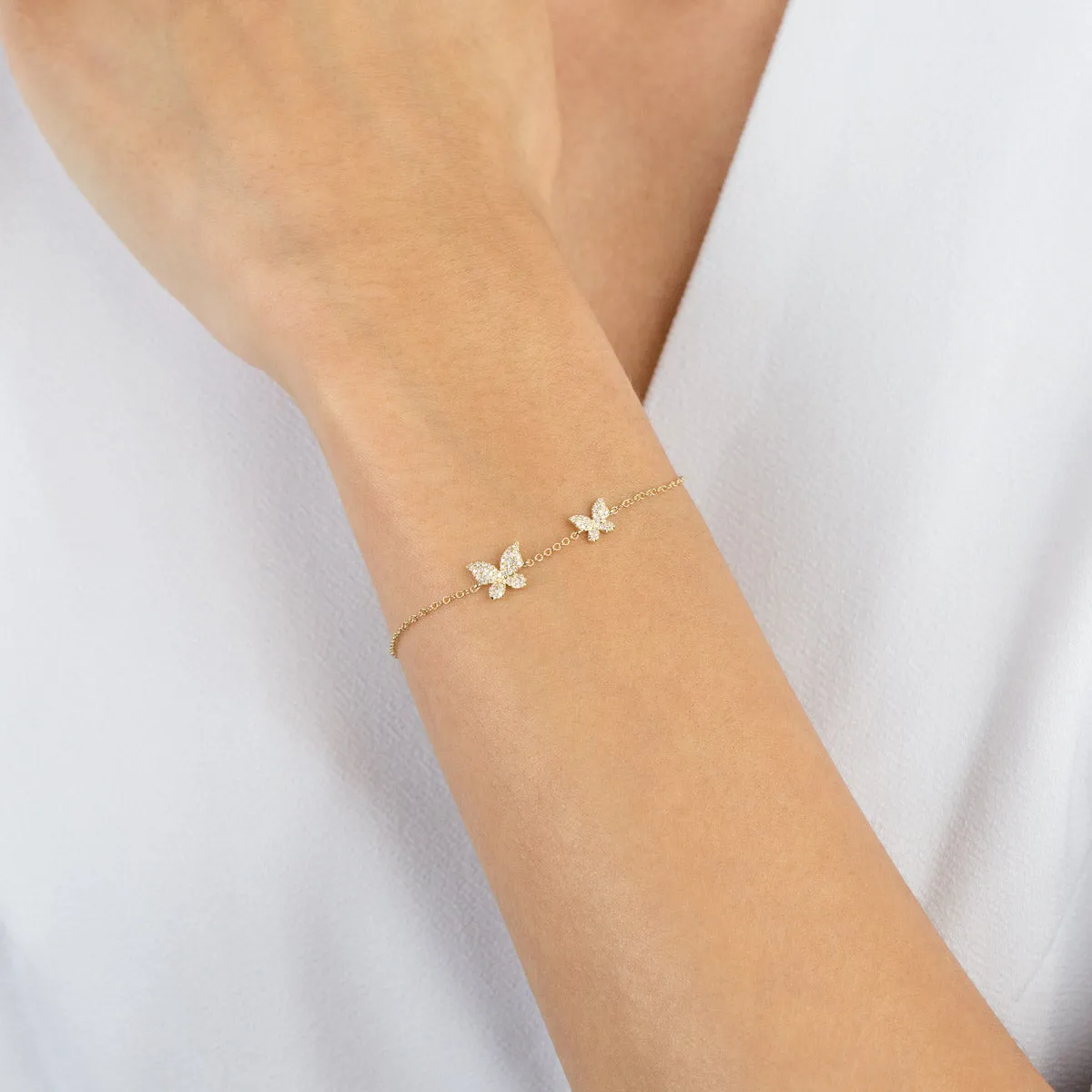 Diamond Double Butterfly Bracelet 14K