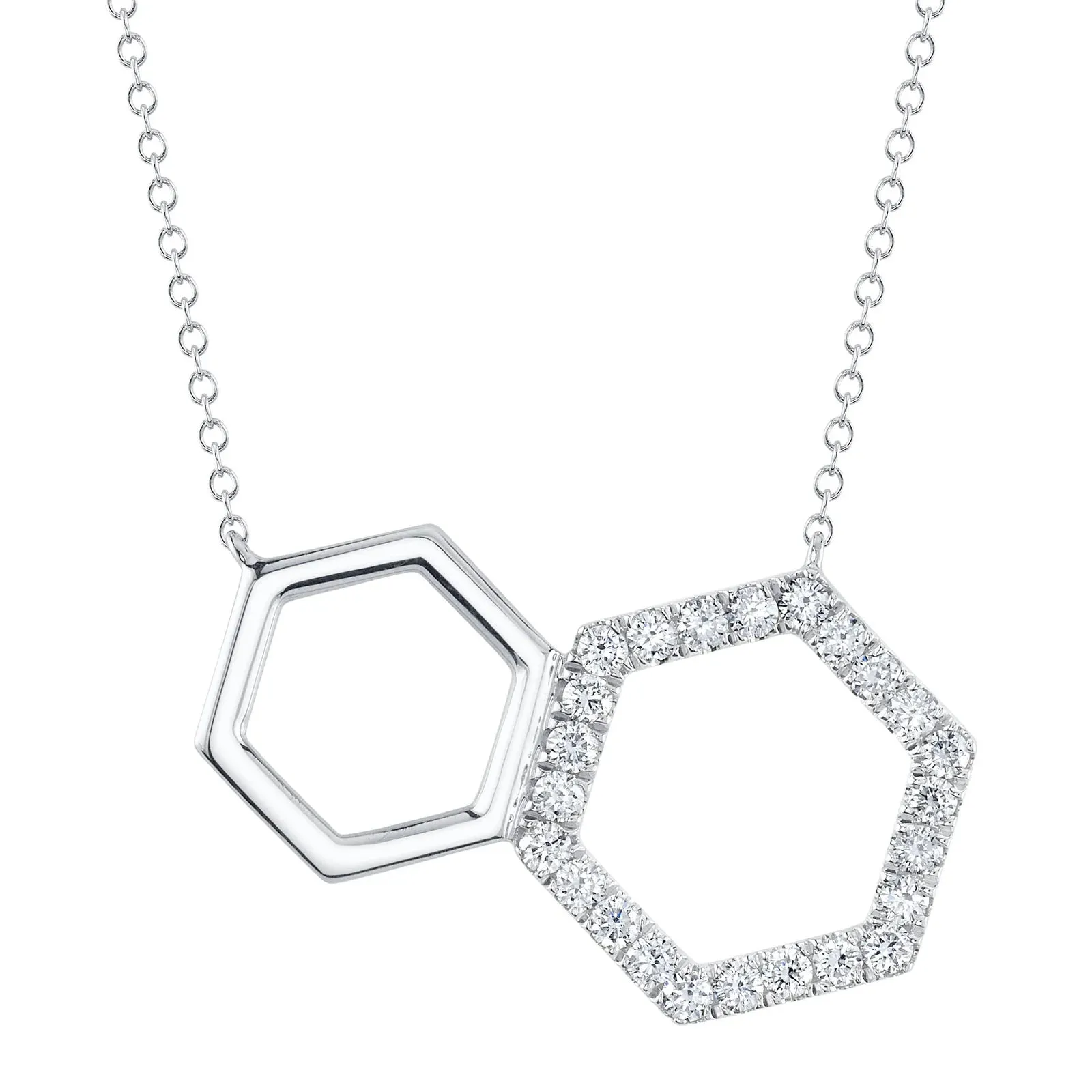Diamond Double Hexagon Necklace