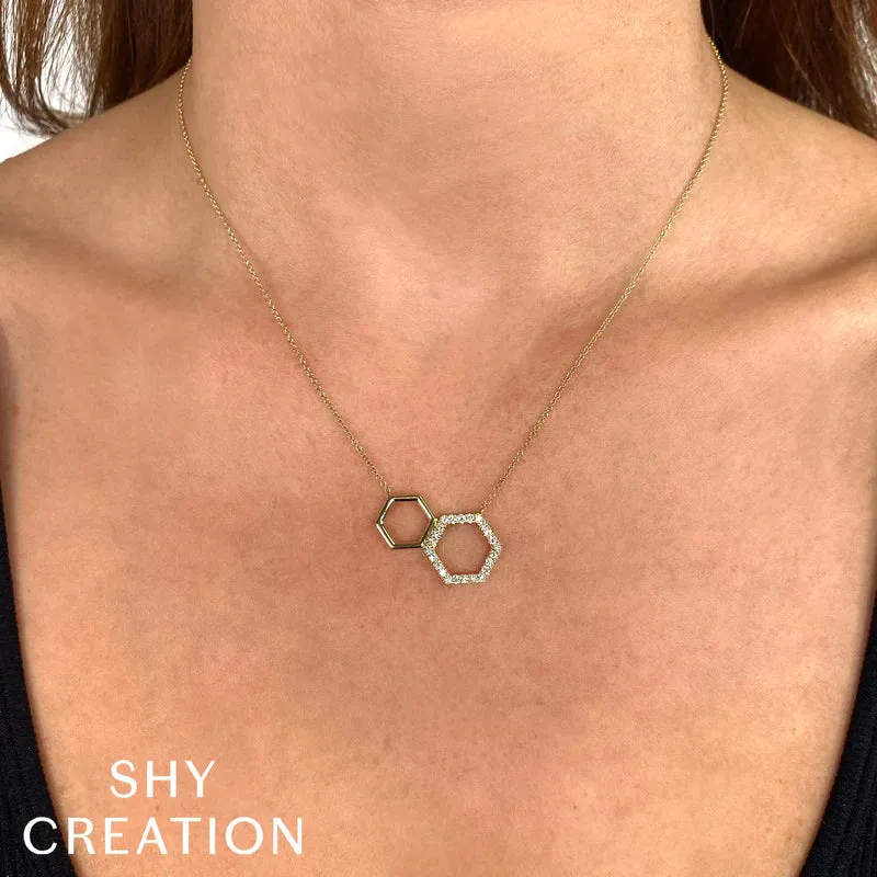 Diamond Double Hexagon Necklace