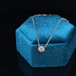 Diamond Floating Bezel Solitaire Necklace in 14k White Gold - (#149 NK113304016)