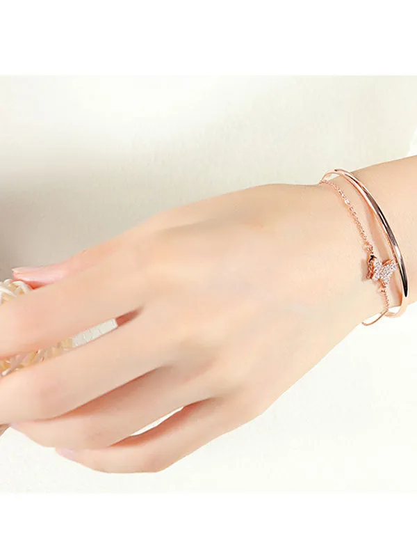 Diamond Gold Plated Bracelet Ladies Butterfly Bracelet Bracelet Female
