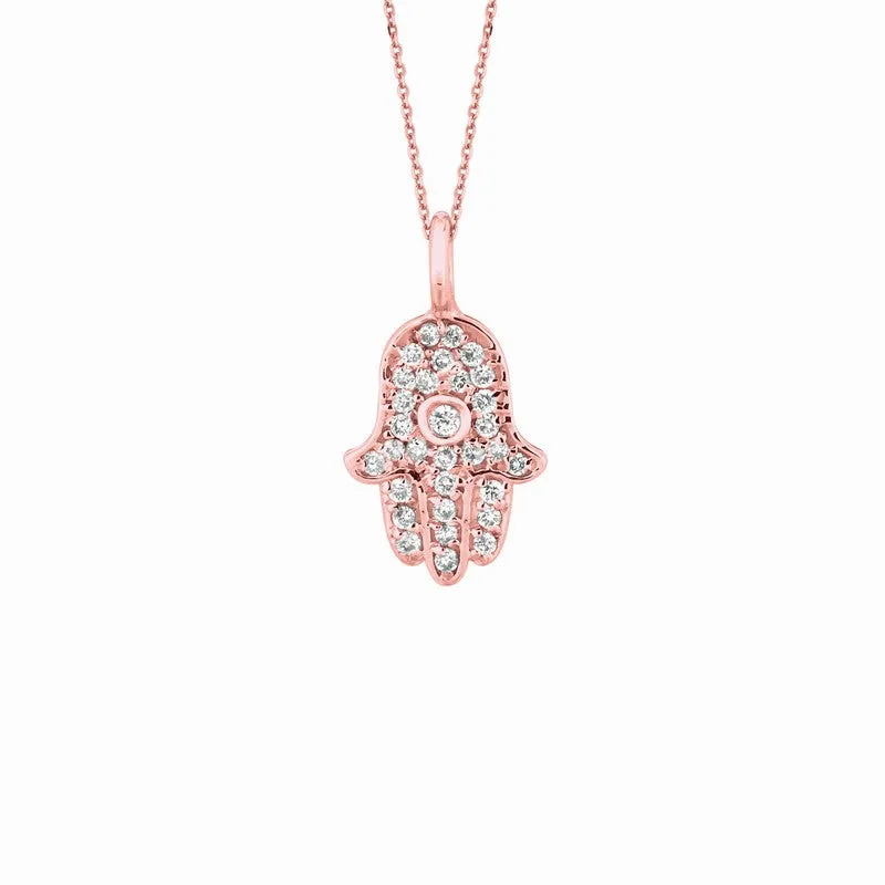 DIAMOND HAMSA NECKLACE 14K GOLD (0.17 CTW)