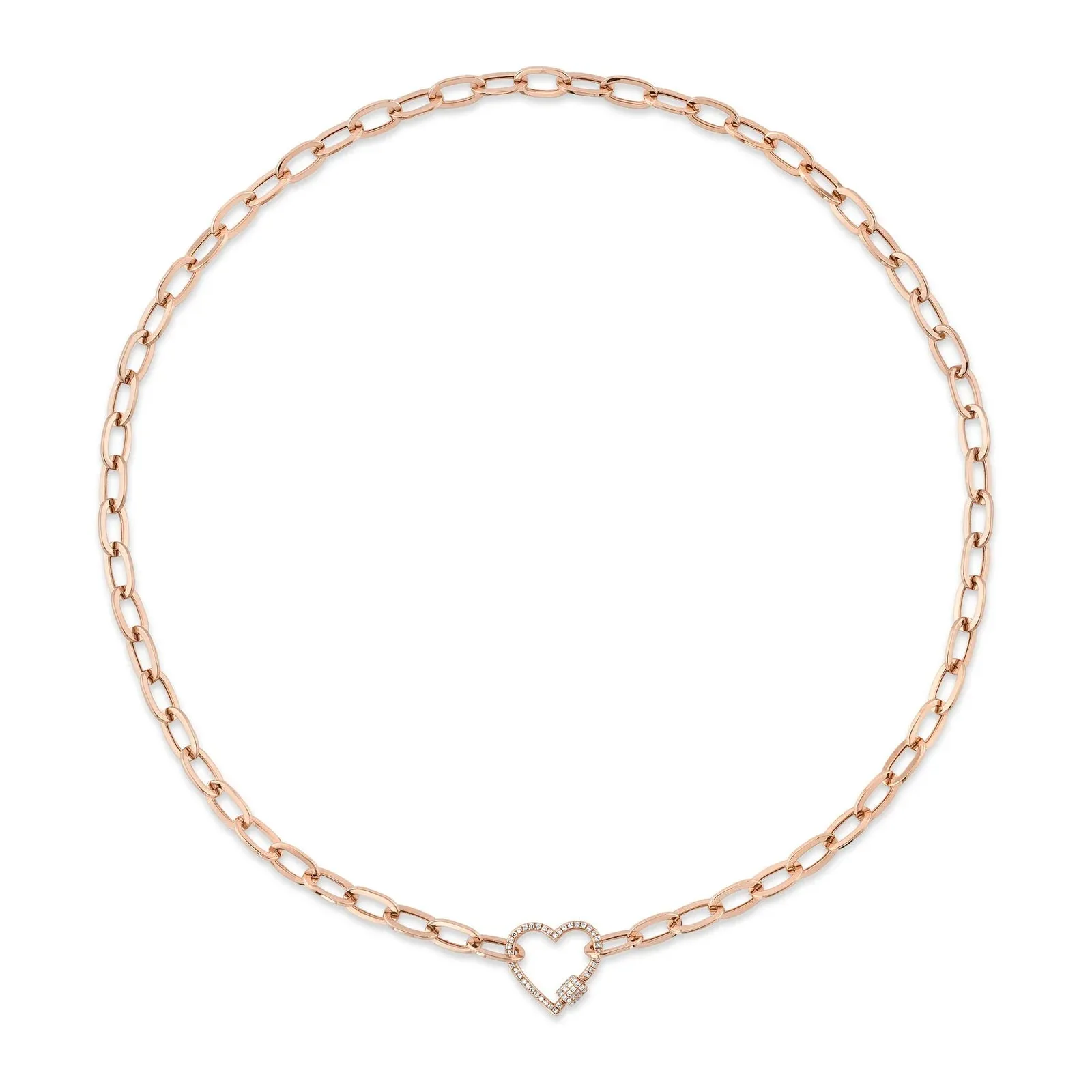 Diamond Heart Paper Clip Link Necklace