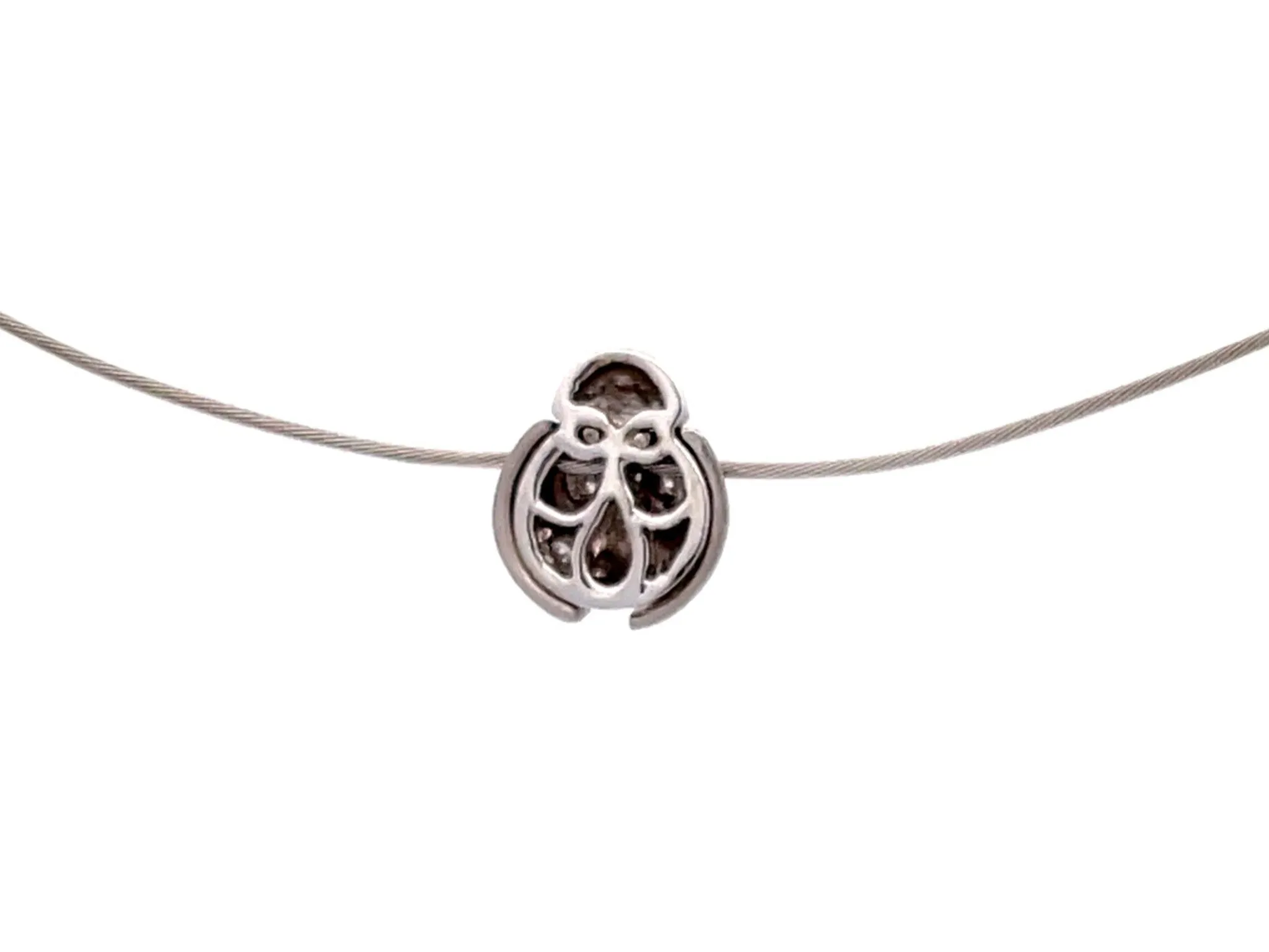 Diamond LadyBug Necklace in 14k White Gold