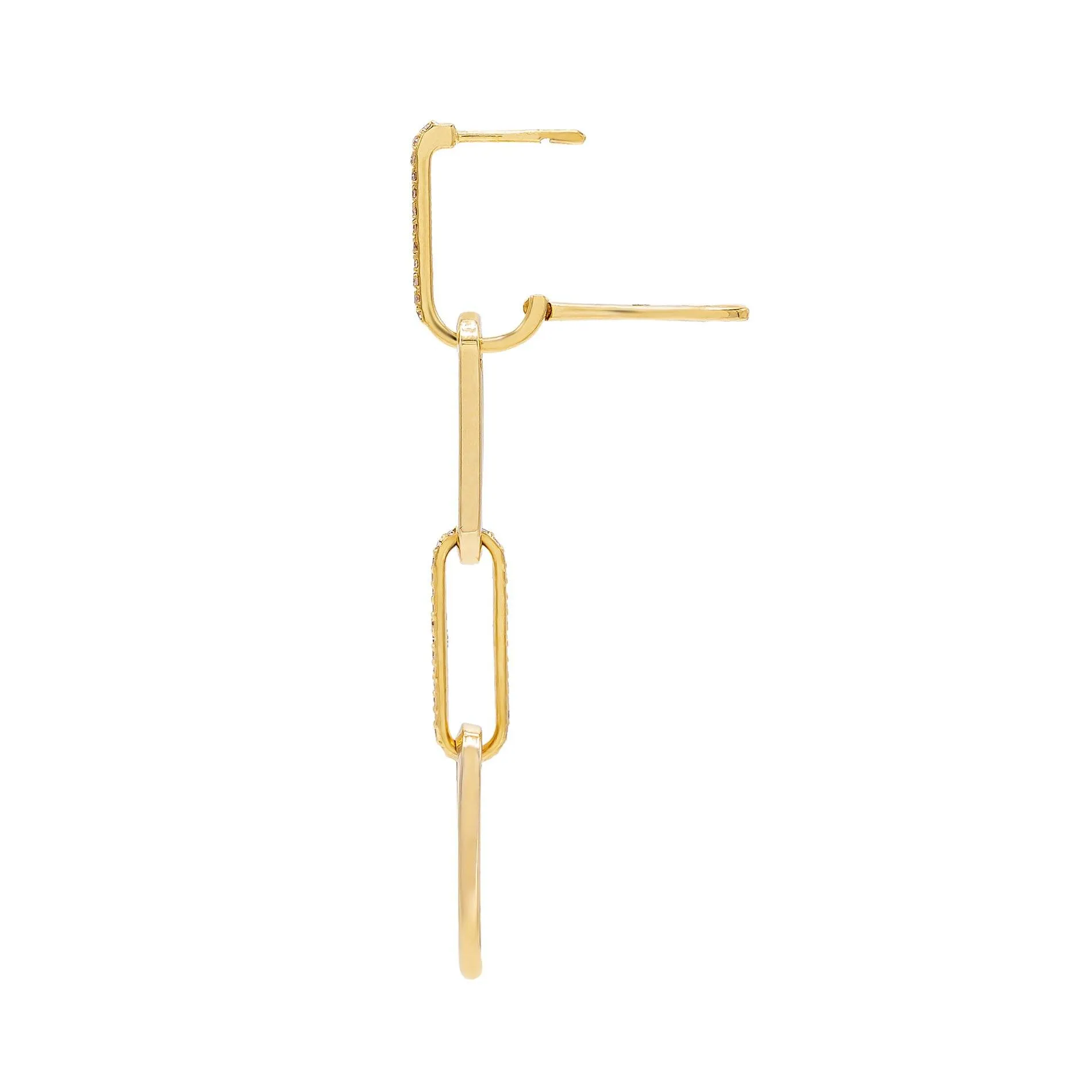 Diamond Oval Drop Hoop Earring 14K