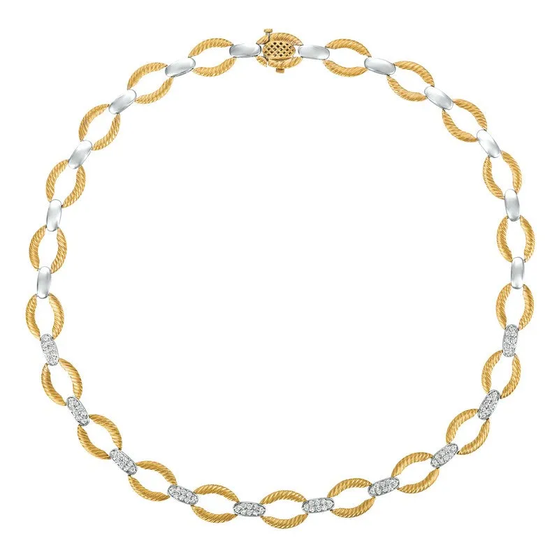DIAMOND OVAL LINK NECKLACE 14K ROSE/WHITE/ ROSE GOLD (1.52 CTW)