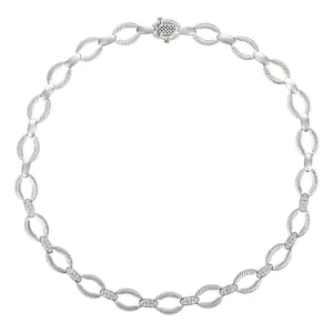 DIAMOND OVAL LINK NECKLACE 14K ROSE/WHITE/ ROSE GOLD (1.52 CTW)