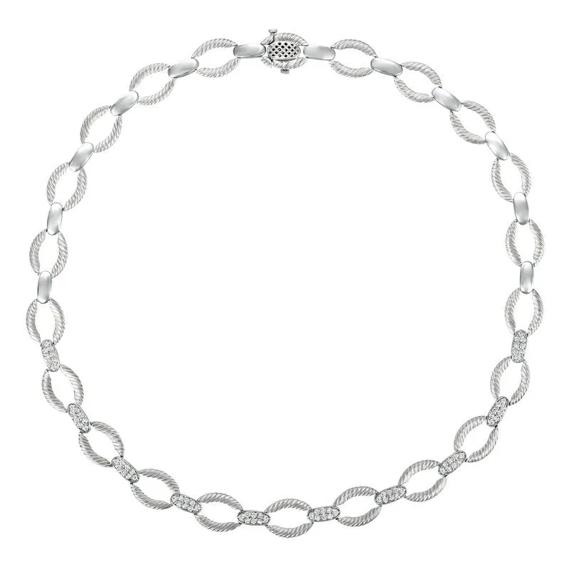 DIAMOND OVAL LINK NECKLACE 14K ROSE/WHITE/ ROSE GOLD (1.52 CTW)