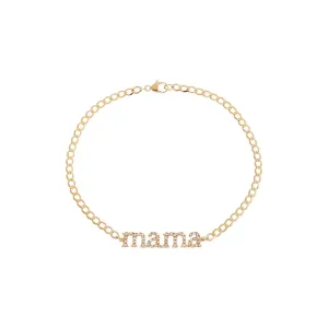 Diamond Pave Mama Lowercase Bracelet 14K