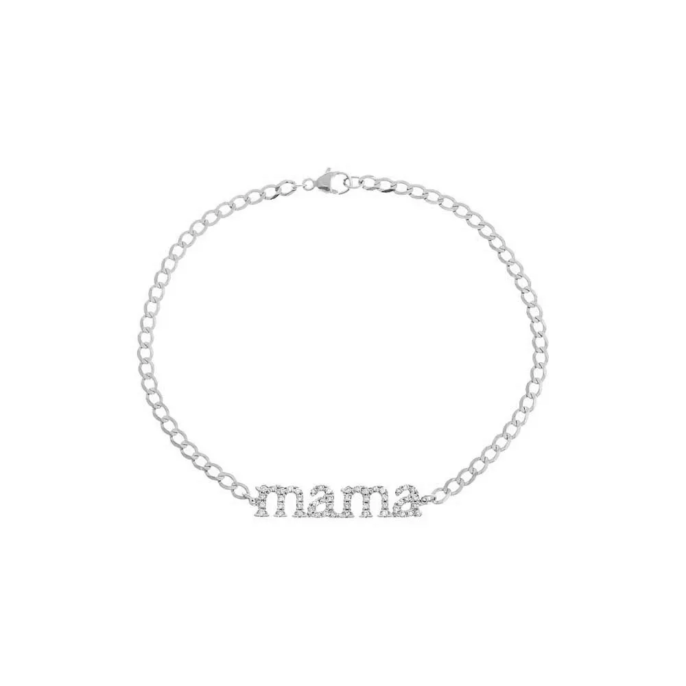 Diamond Pave Mama Lowercase Bracelet 14K