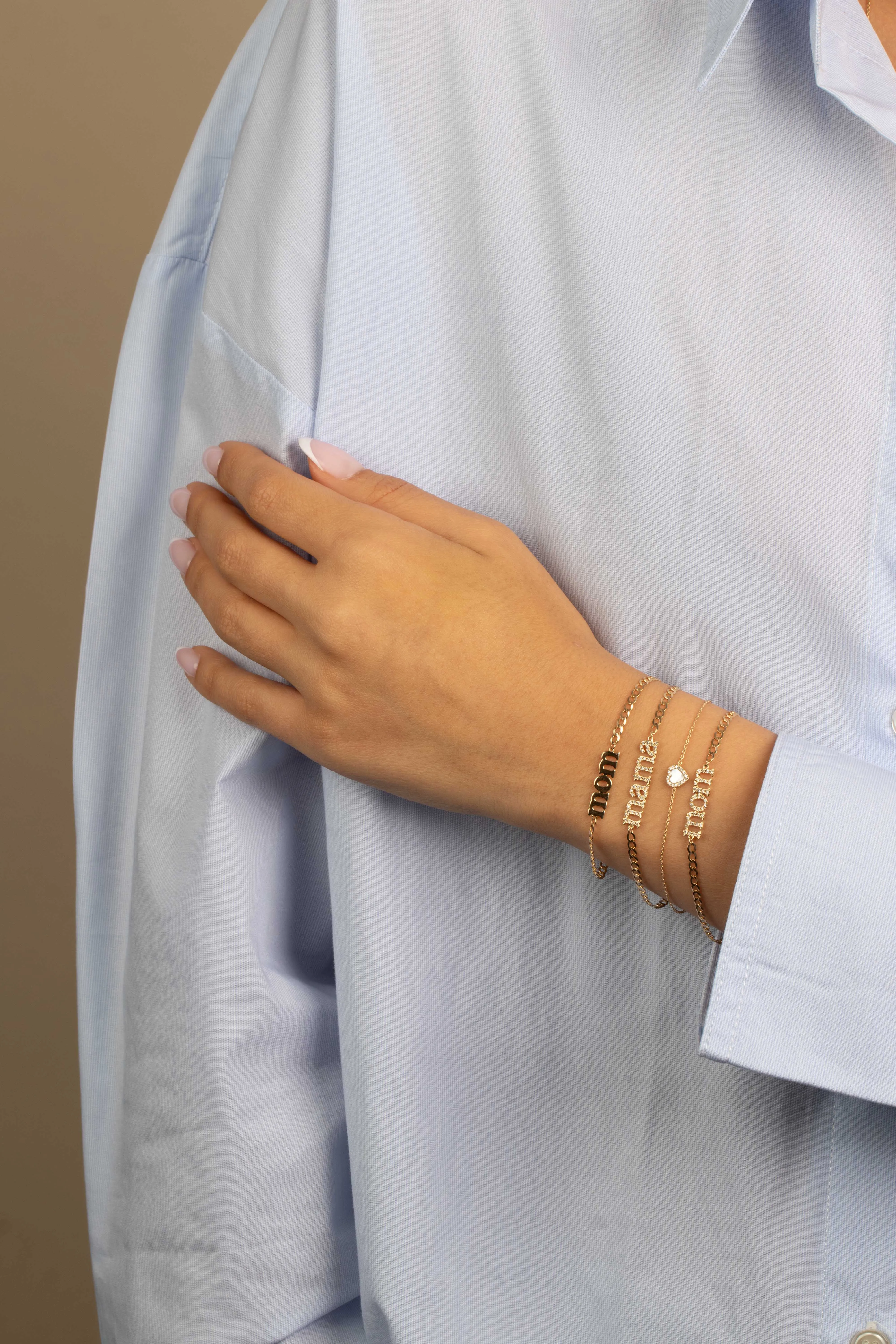 Diamond Pave Mama Lowercase Bracelet 14K