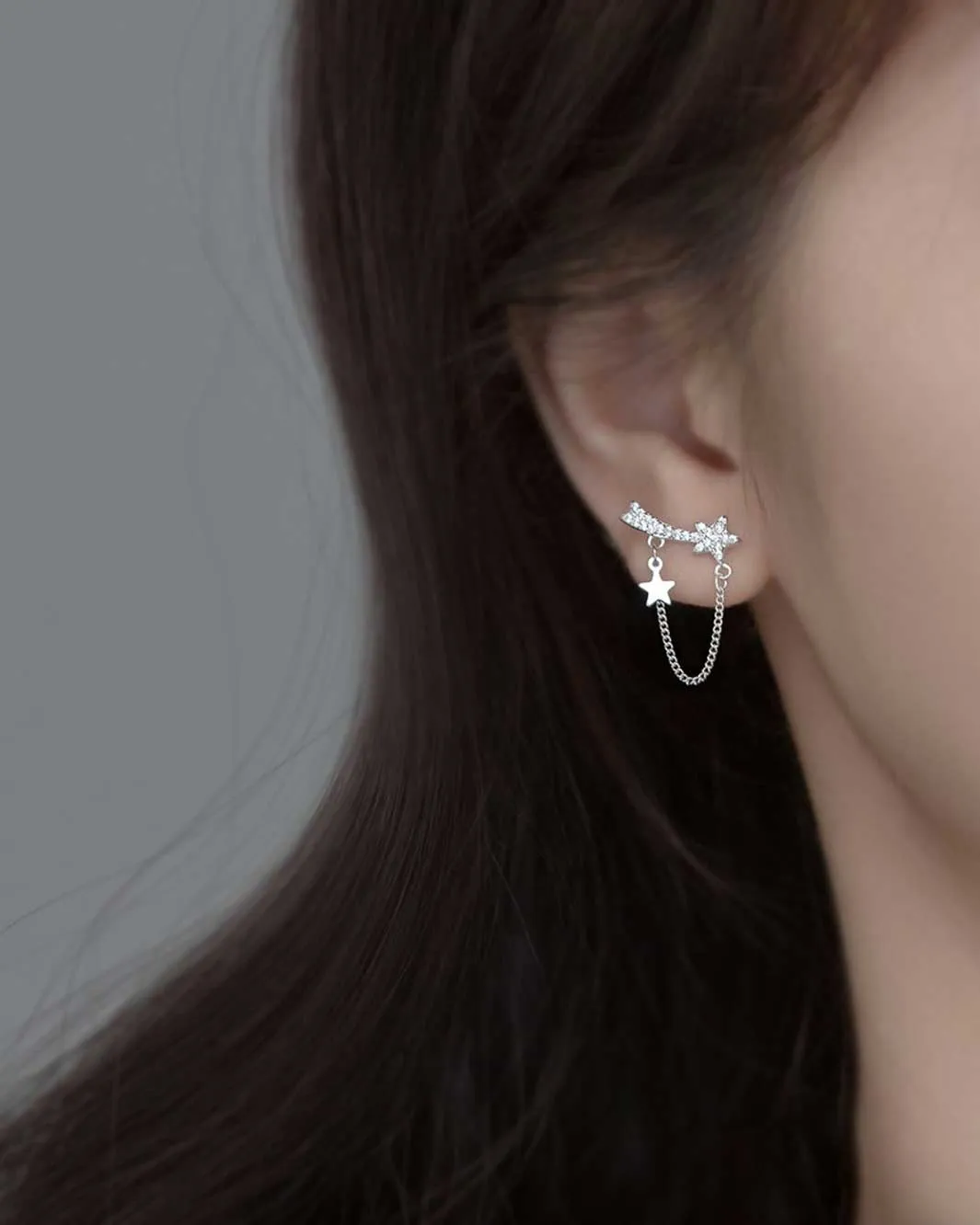 Diamond Shooting Star Drop Earrings