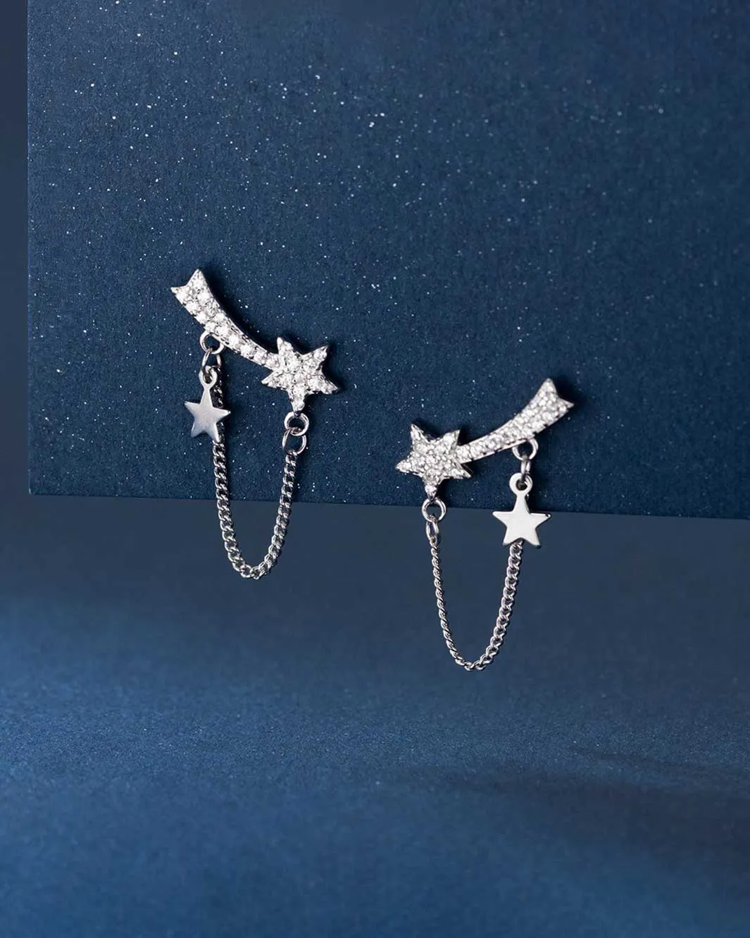 Diamond Shooting Star Drop Earrings
