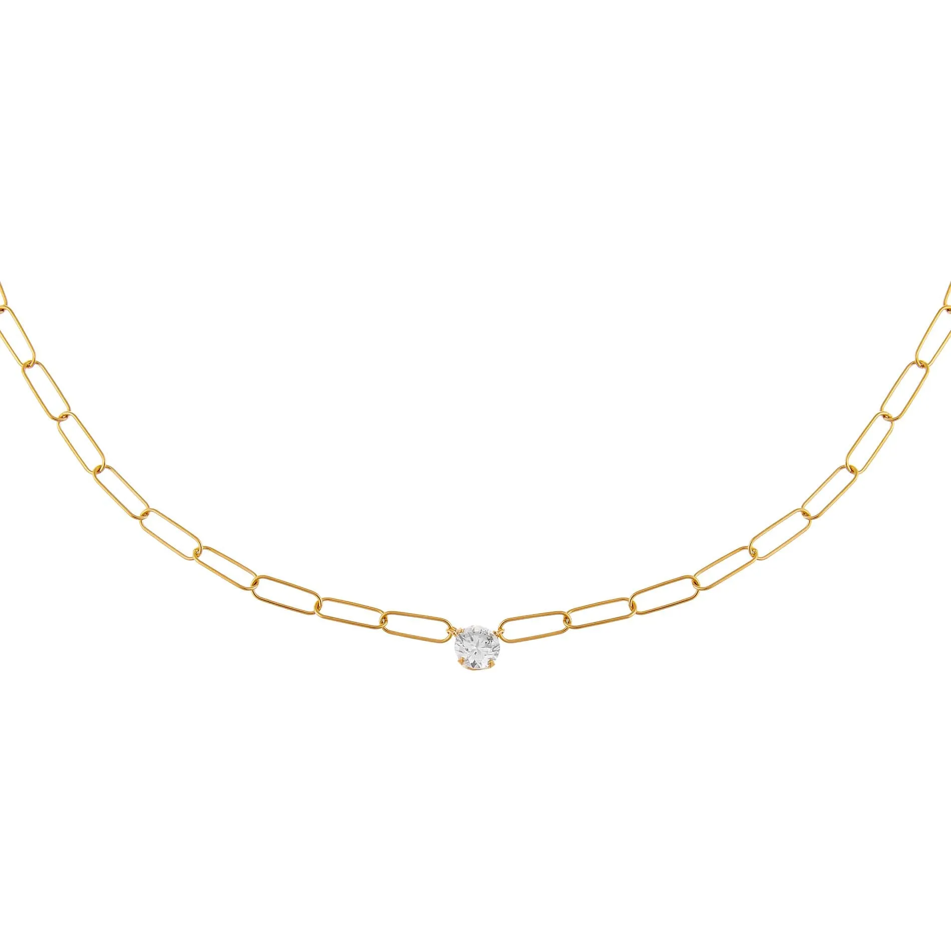 Diamond Solitaire Link Necklace 14K