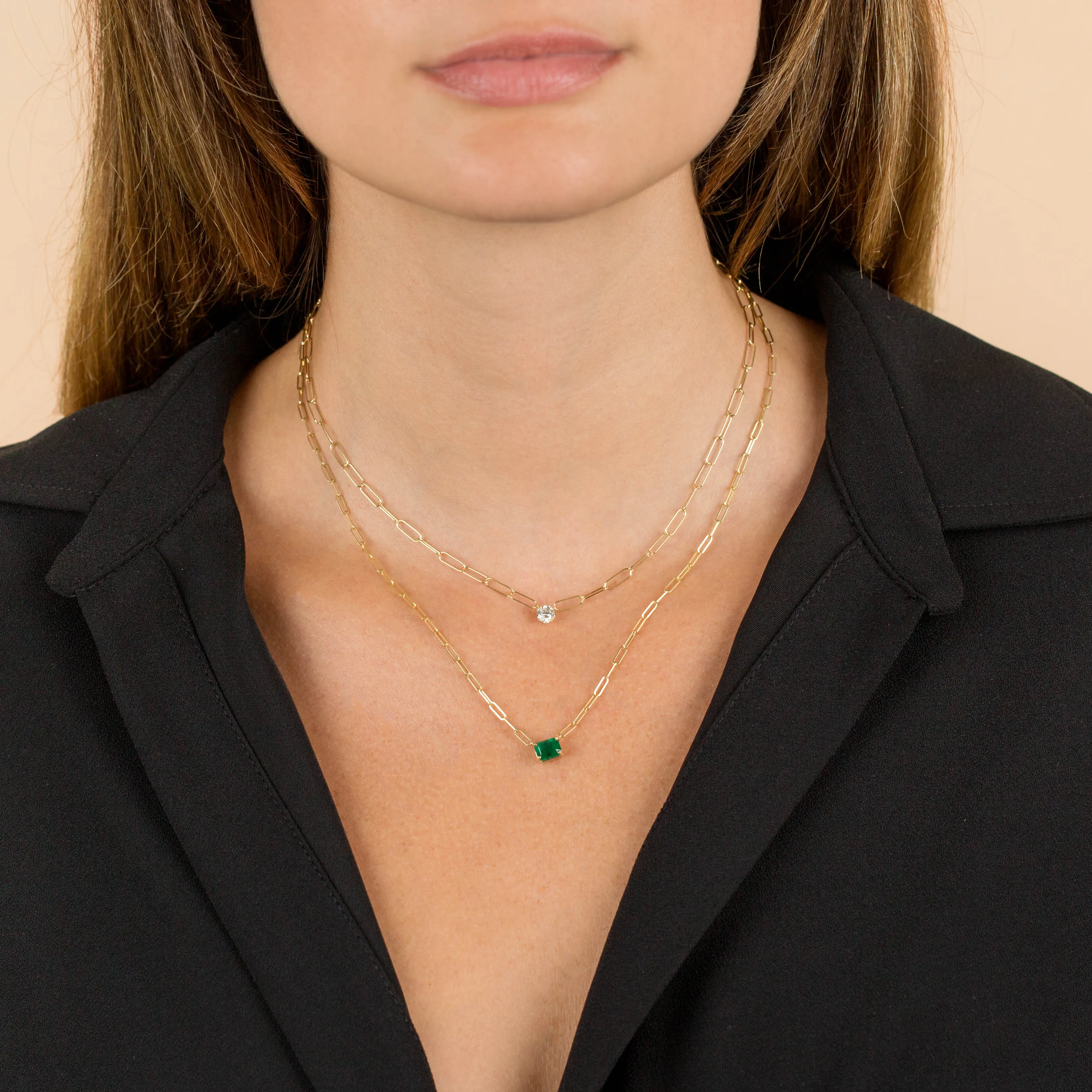 Diamond Solitaire Link Necklace 14K