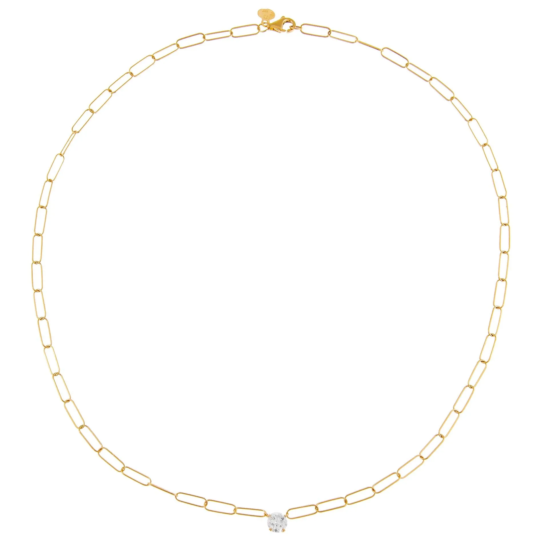 Diamond Solitaire Link Necklace 14K