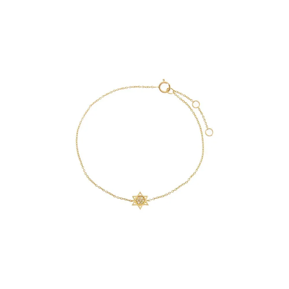 Diamond Star of David Bracelet 14K