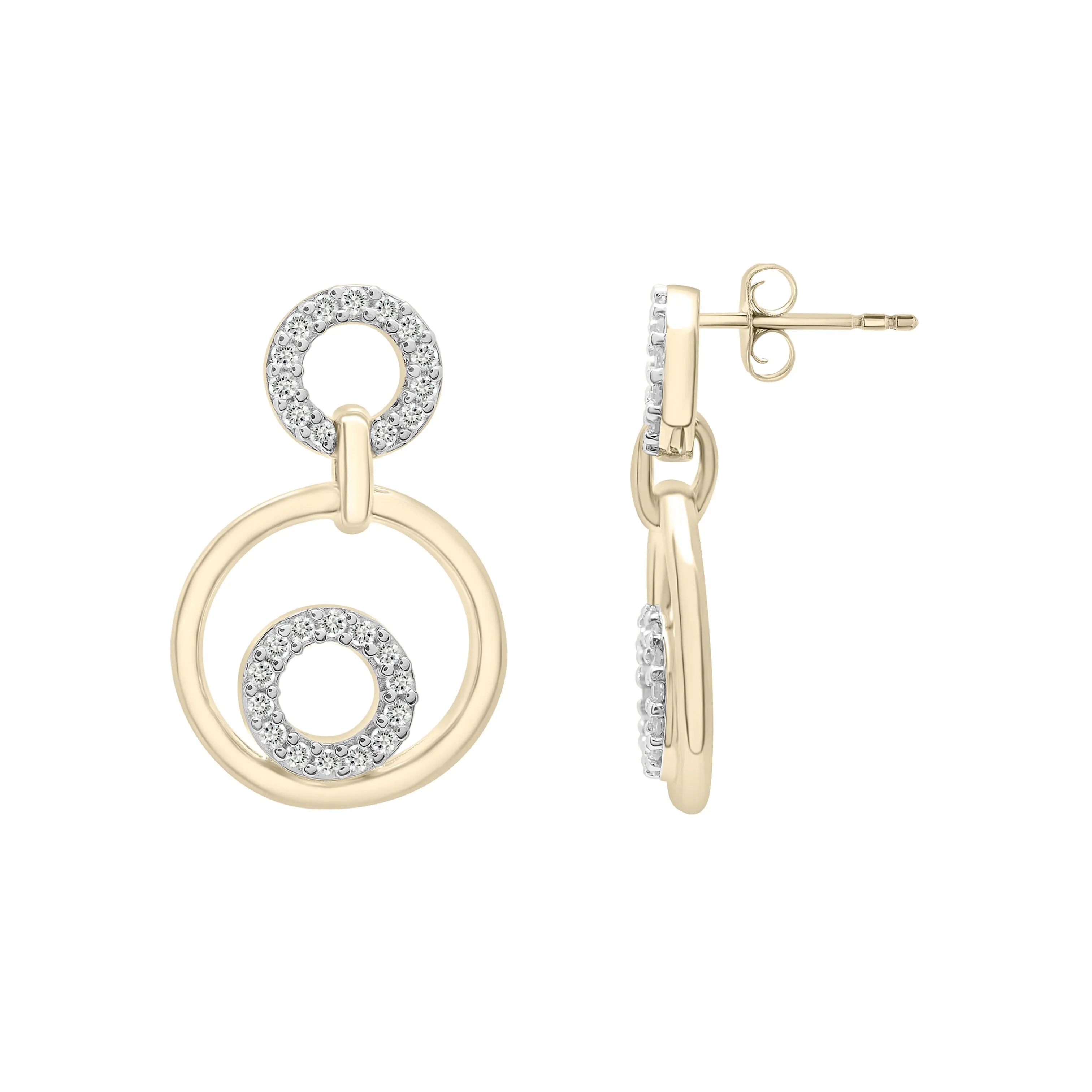 Diamond Trio Circle Pendant Necklace In 14K Gold