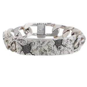 Distressed Silver Black Diamond ID Bracelet