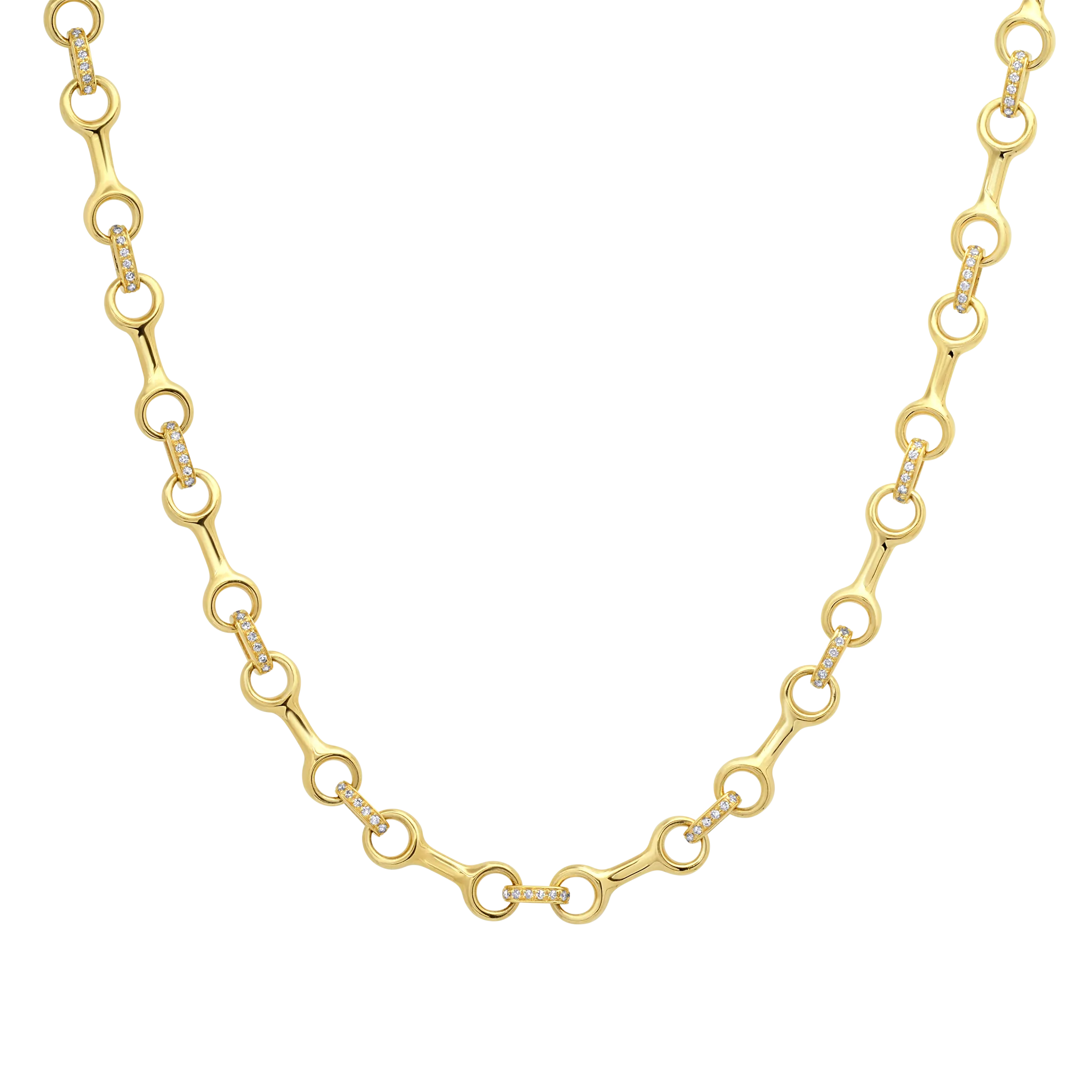 Double Beam Pave Diamond Connector Necklaces