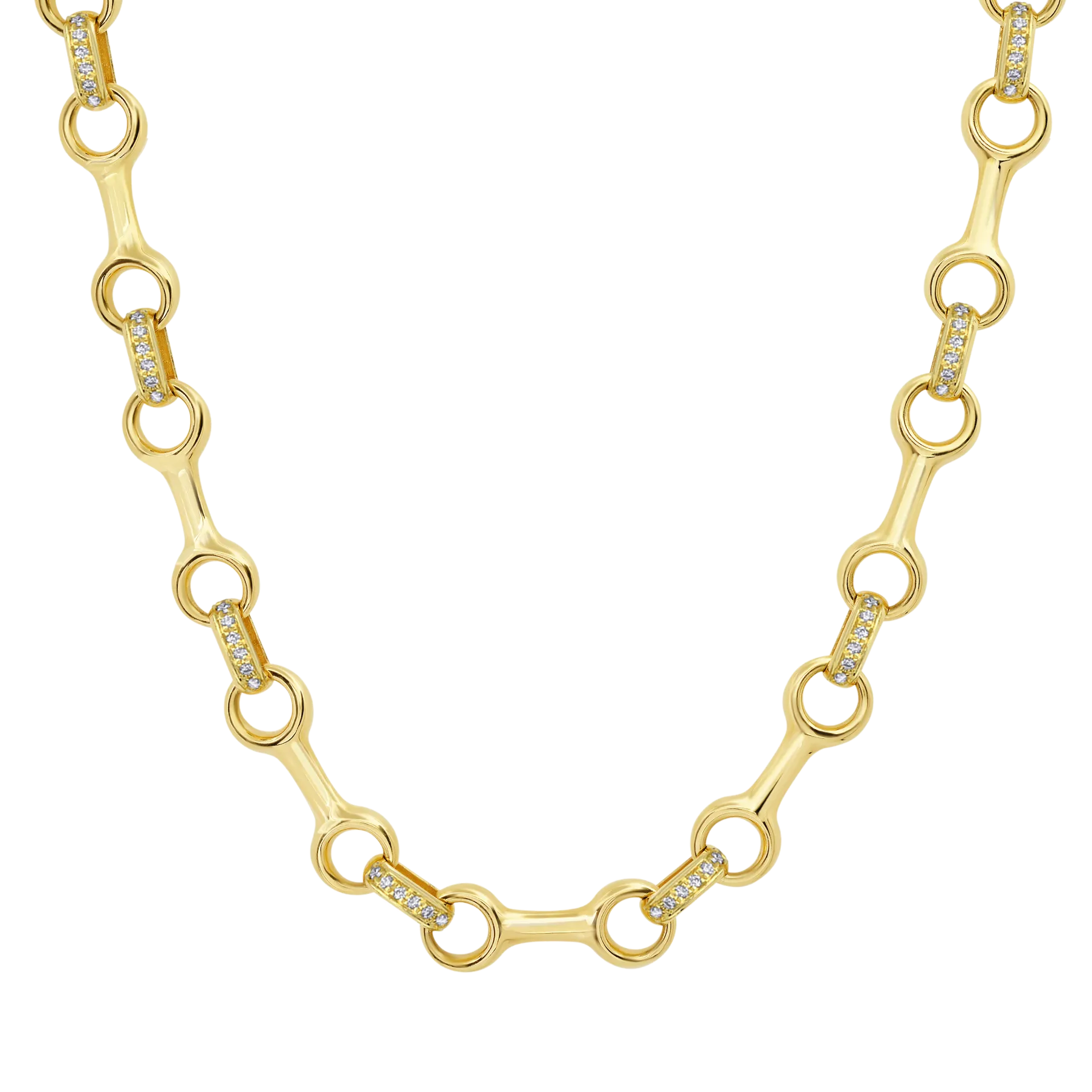 Double Beam Pave Diamond Connector Necklaces