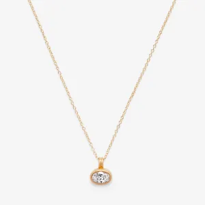 Dyan Large Oval Diamond Necklace in 20K Peach Gold- 18"