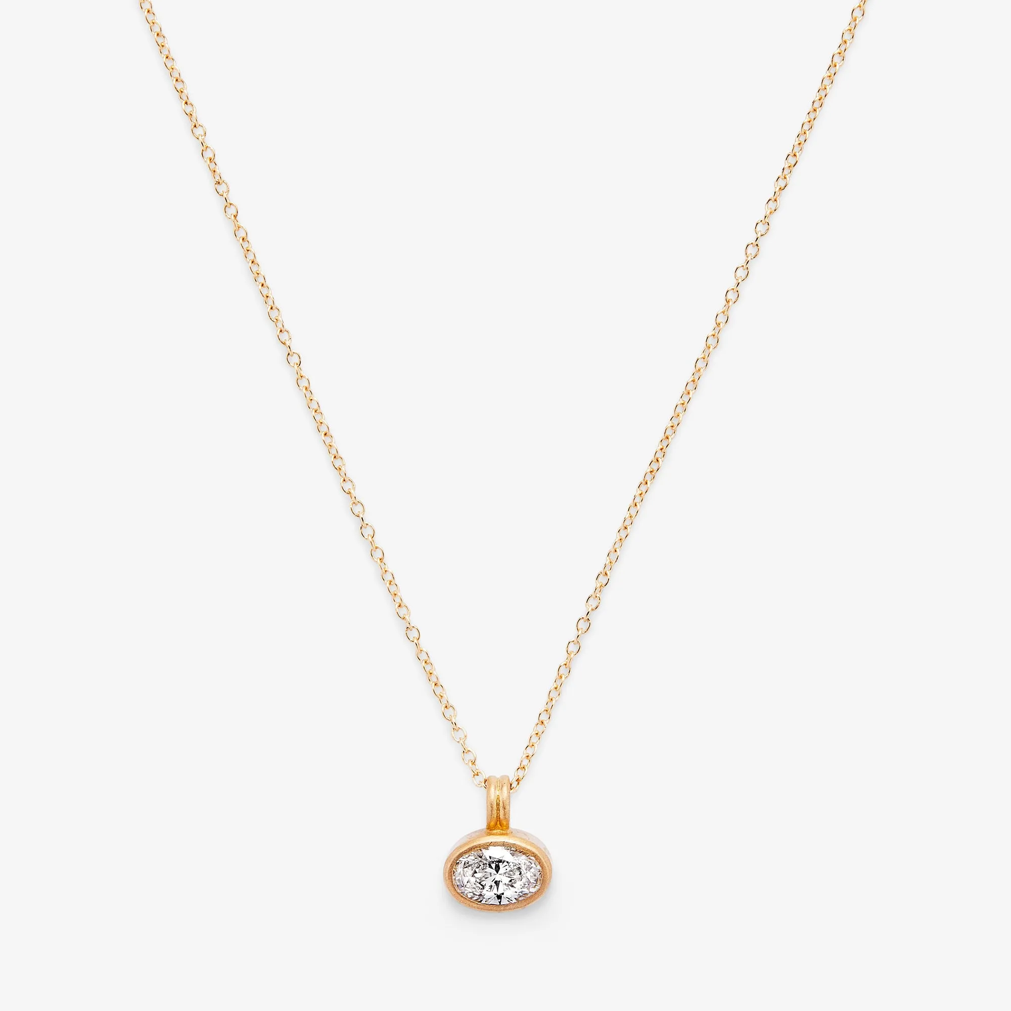 Dyan Large Oval Diamond Necklace in 20K Peach Gold- 18"