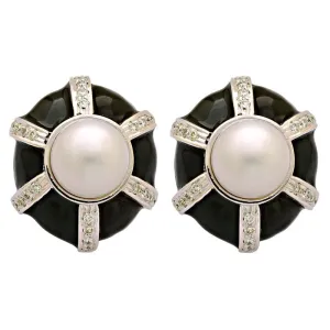 Earrings-South Sea Pearl and Diamond (Enamel)  (213FS)