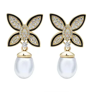 Earrings - South Sea Pearl And Diamond (enamel)