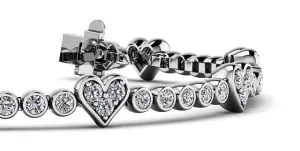 Eight of Hearts Diamond Tennis Diamond Bracelet with 2.11 ct.(finished) 2mm