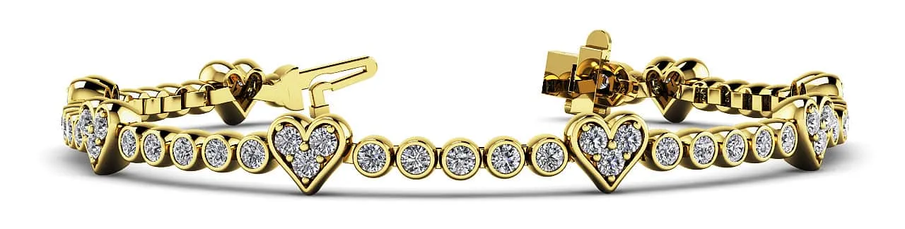 Eight of Hearts Diamond Tennis Diamond Bracelet with 2.11 ct.(finished) 2mm