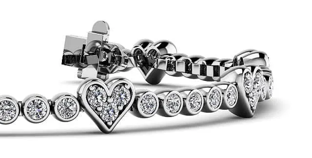 Eight of Hearts Diamond Tennis Diamond Bracelet with 2.11 ct.(finished) 2mm