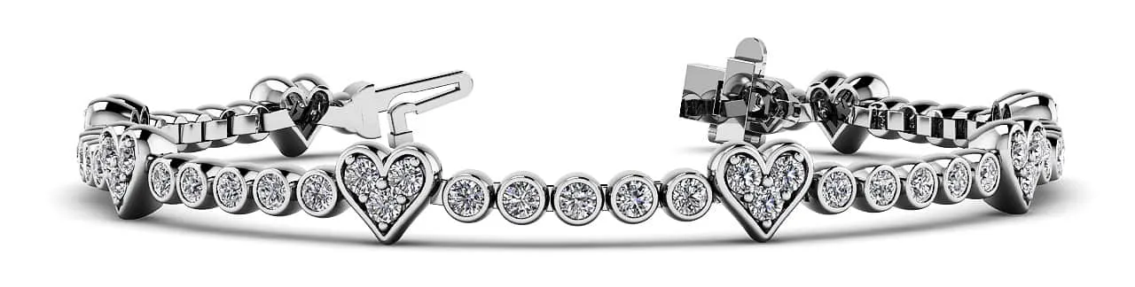 Eight of Hearts Diamond Tennis Diamond Bracelet with 2.11 ct.(finished) 2mm