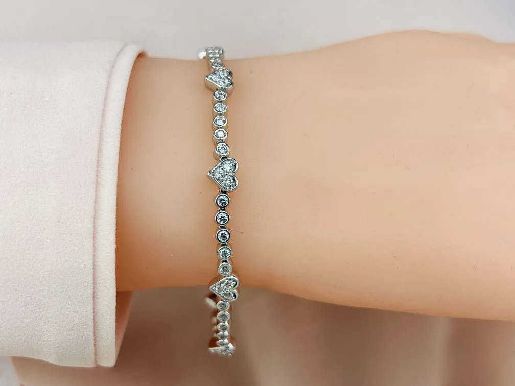 Eight of Hearts Diamond Tennis Diamond Bracelet with 2.11 ct.(finished) 2mm