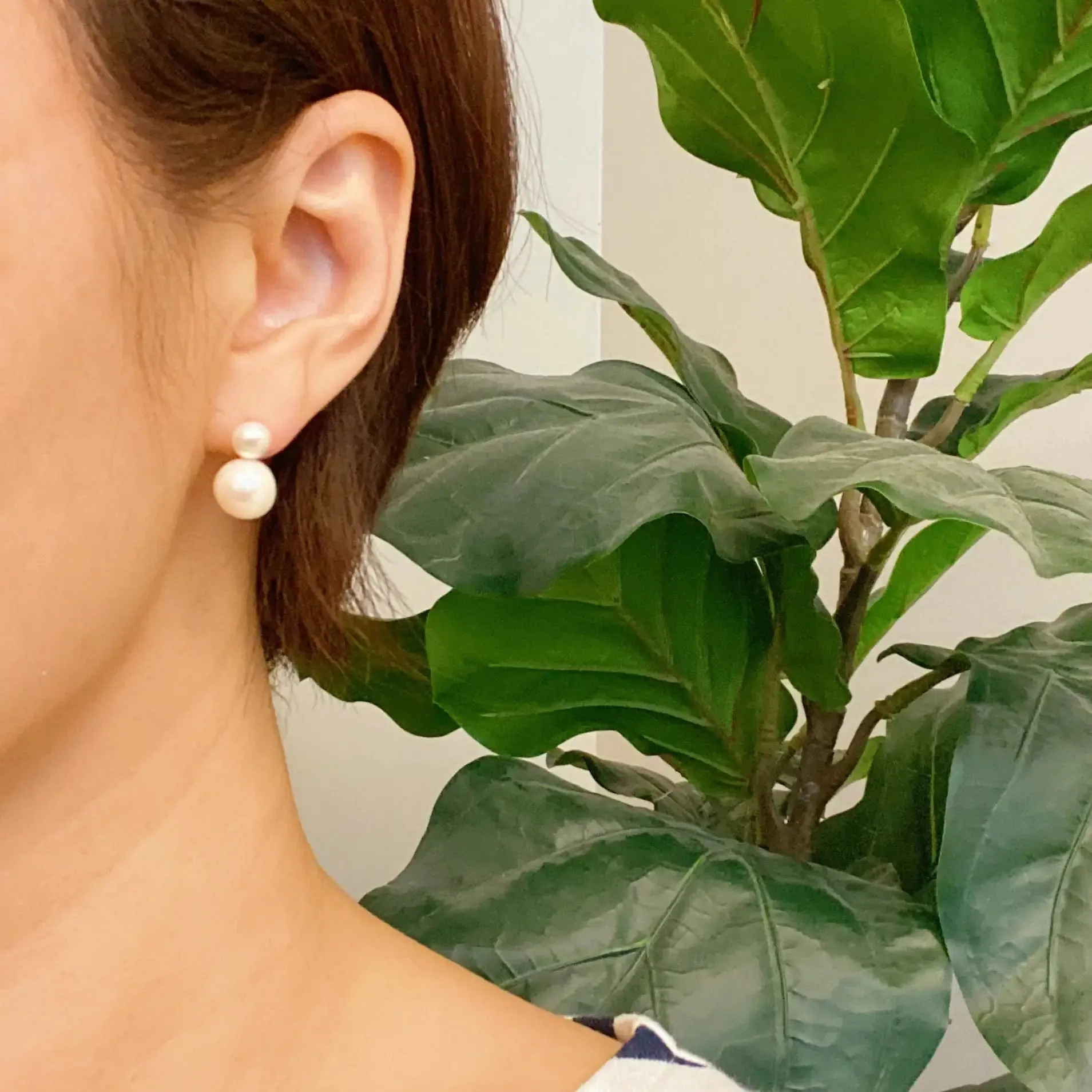 Elegant Double Pearl Earrings - Gold Plated Stainless Steel with Freshwater Pearls, Simple & Classic Design