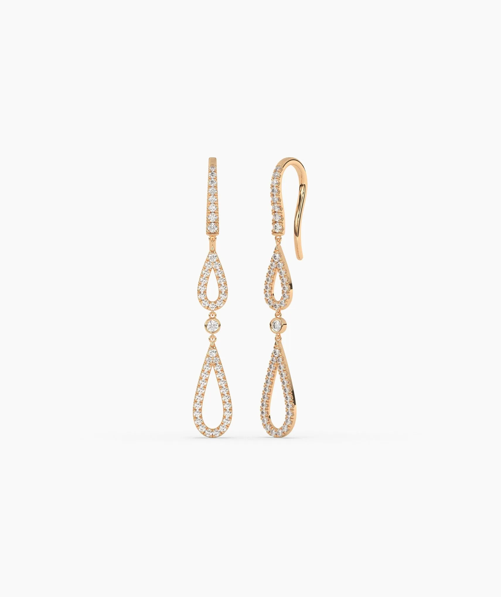Elegant Drop Earrings in 14K Gold