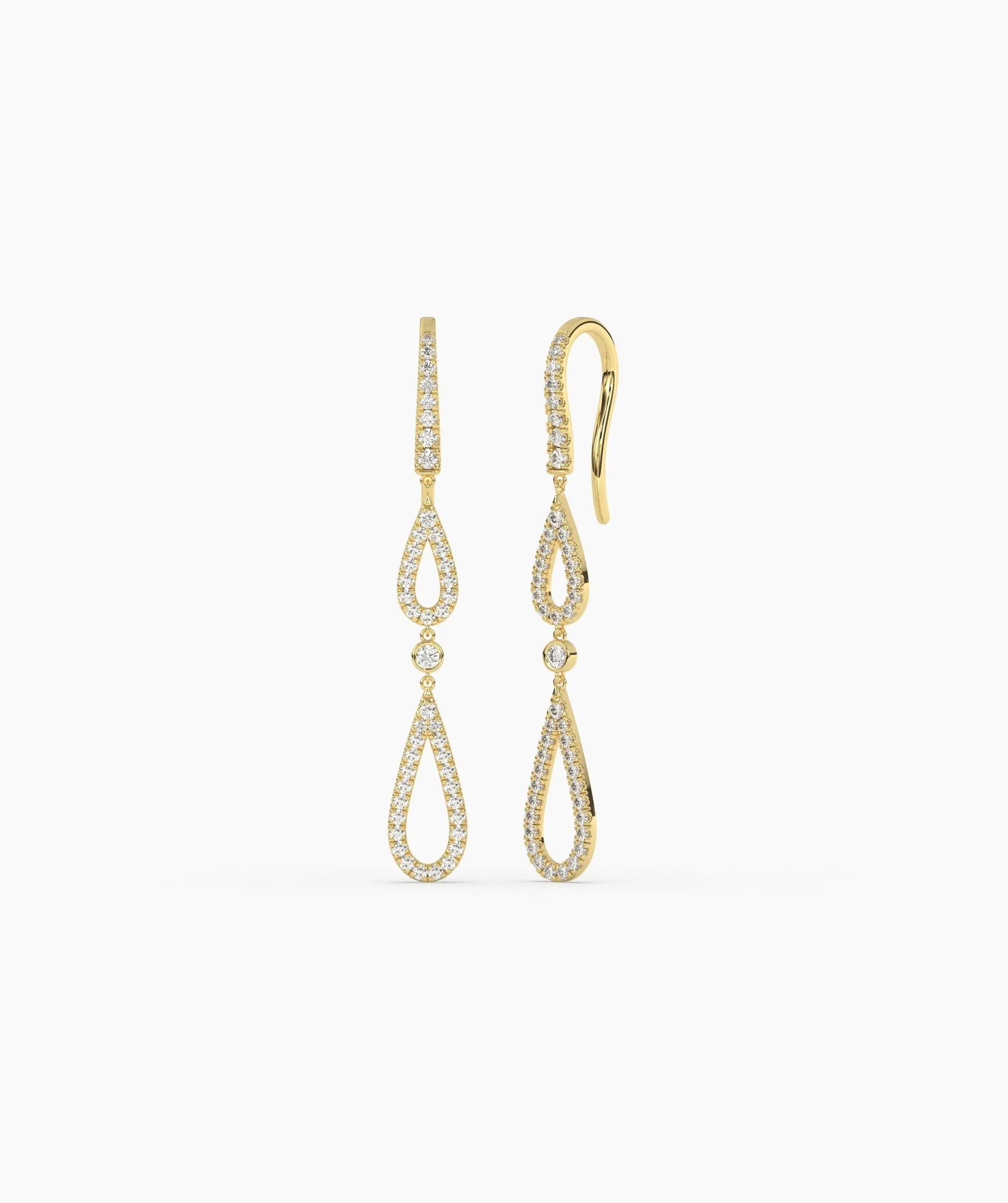 Elegant Drop Earrings in 14K Gold