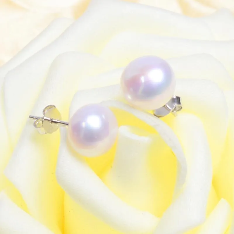 Elegant Natural Freshwater Pearl Stud Earrings Luxury For Women Real 925 Sterling Silver Epic Jewelry Gift