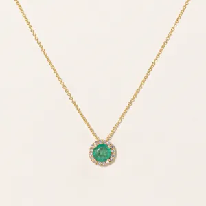 Emerald & Diamond Pendant Necklace | 0.30ct, 0.07ctw | 18" |