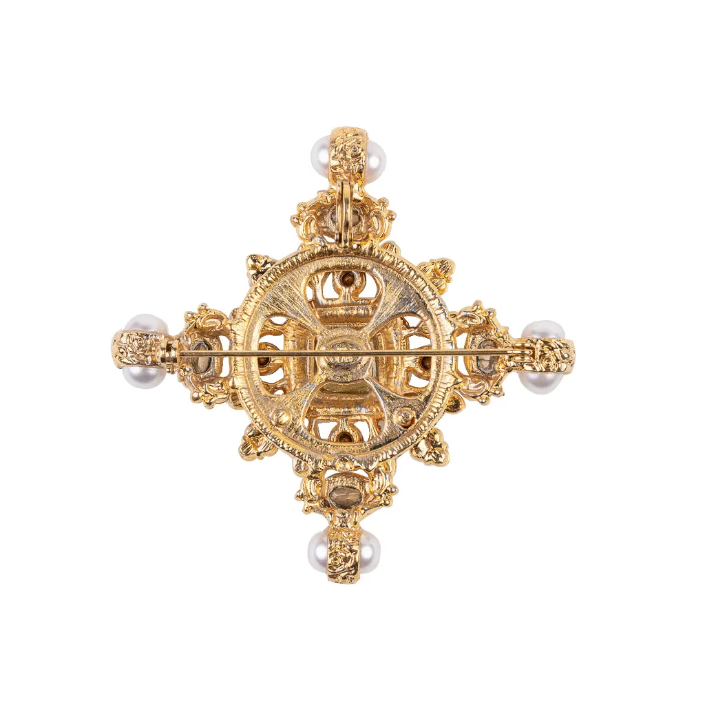 Emerald and Ruby Gemstone Pin