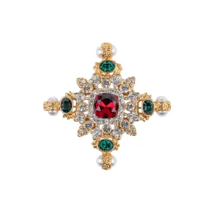 Emerald and Ruby Gemstone Pin